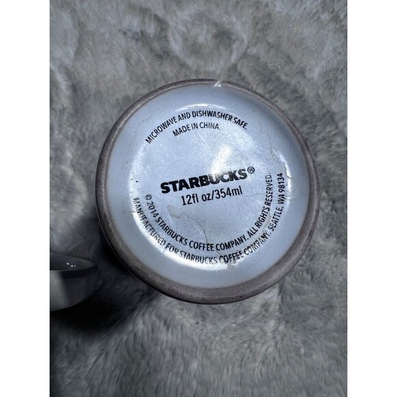 Starbucks Holiday Tree Mug Set Of two 12oz Ceramic Coffee Mugs Gold & Green Desi - Picture 9 of 9